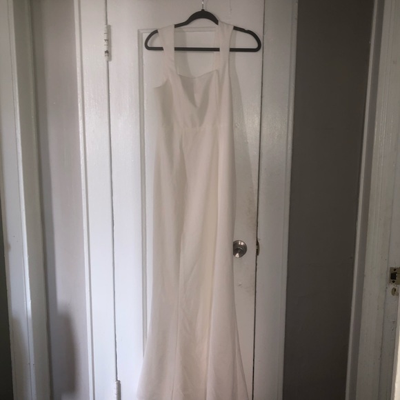 Show me your MUMU ivory formal maxi form fitting gown with stretch Sz M NWOT - Picture 8 of 15